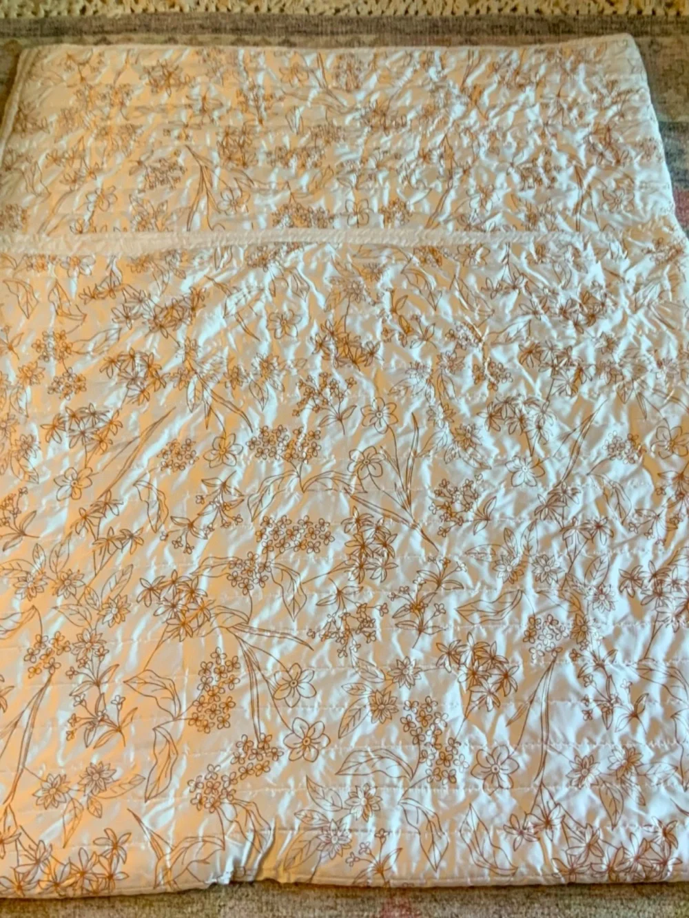 Full Floral Satin Quilt in Copper